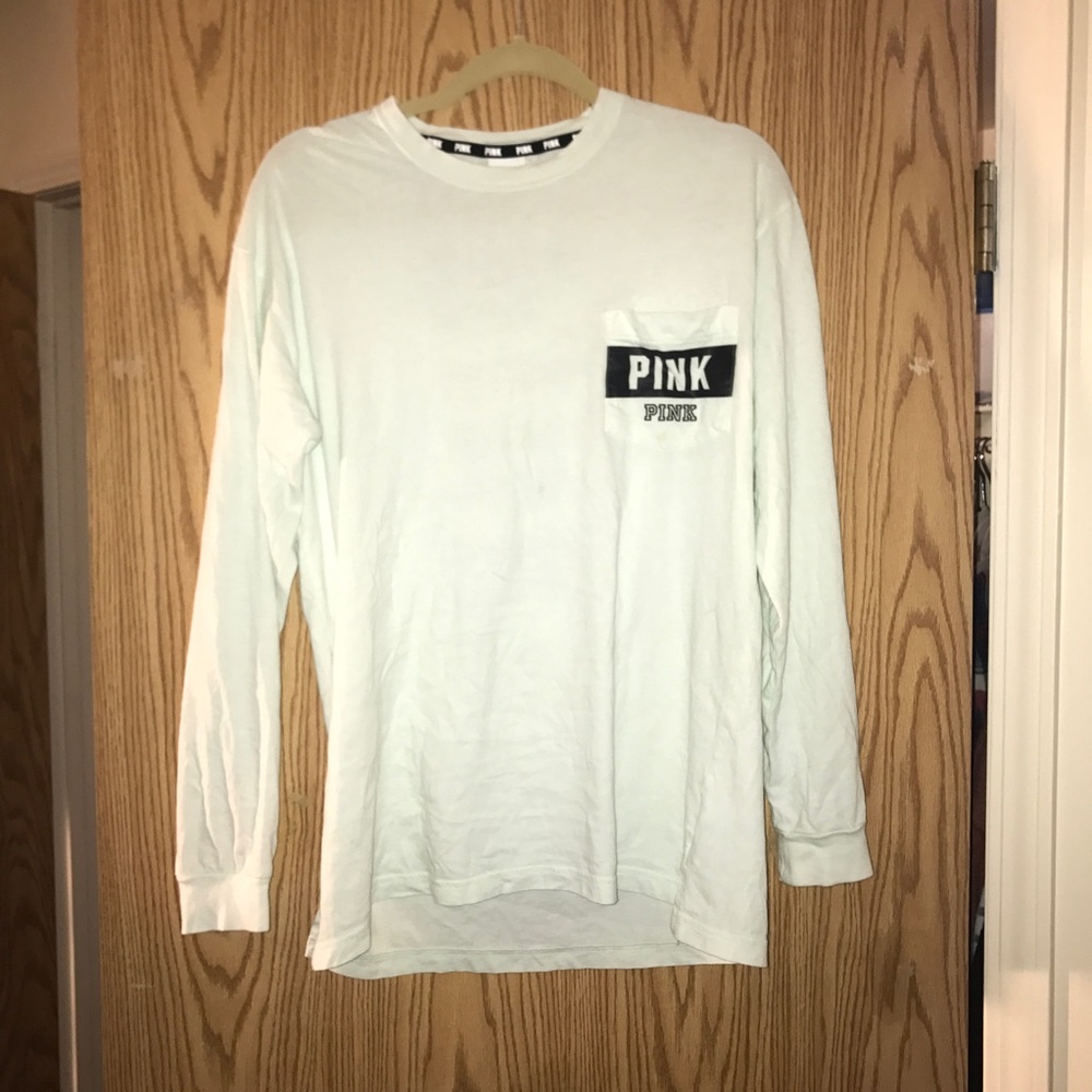 Mint green PINK long sleeve shirt